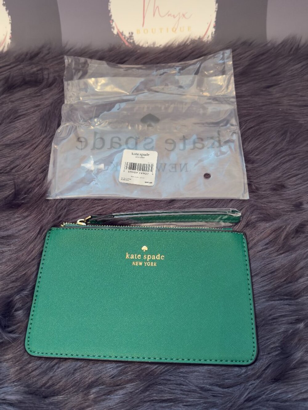 Kate Spade New York Emerald Green Leather Wristlet NWT